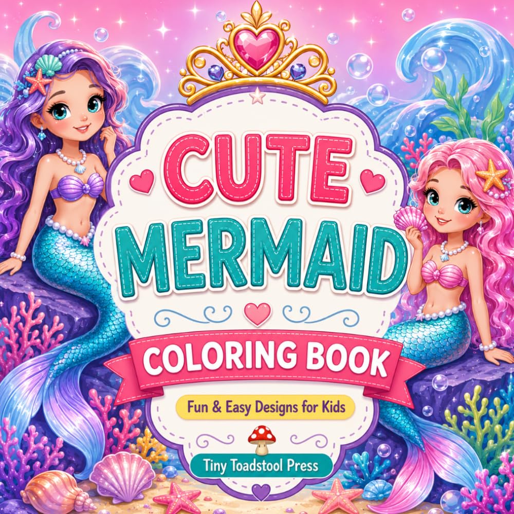 Cute Mermaid Coloring Book: Fun & Easy Designs for Kids (Tiny Toadstool Press Activity Collection)