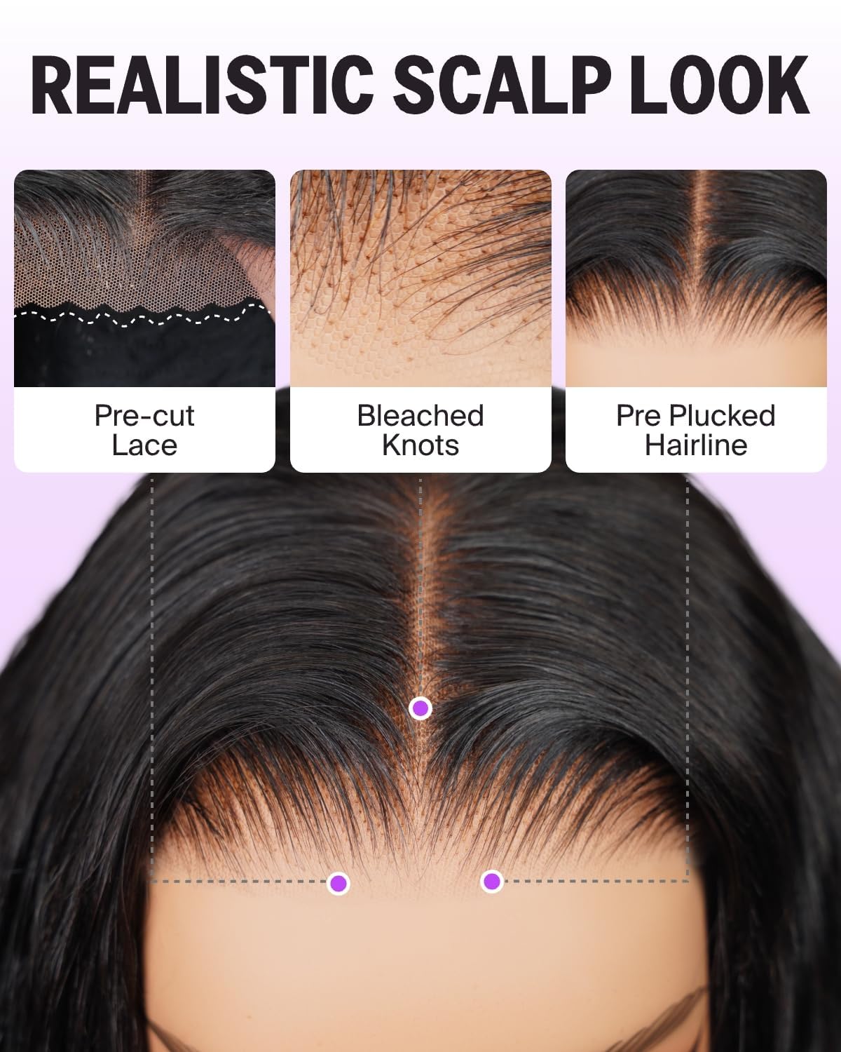 Balayage Glueless Wigs Human Hair Loose Wave Pre Cut 6x5 HD Lace Closure Wigs Human Hair Highlight Lace Front Wig Pre Plucked Bleached Glueless Wig 28 Inch 1B/27