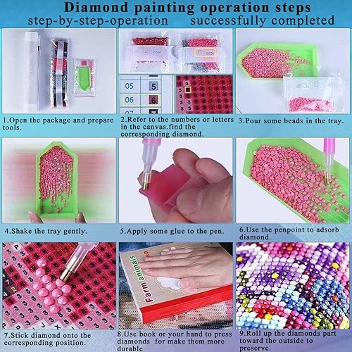 Miniatura 6 de Miraclekoo Kit de pintura de diamantes de montaña y luna llena por números para adultos, paisajes abstractos, kits de arte de diamantes de taladro