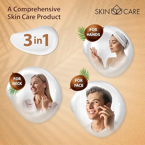 Miniatura 3 de Skin Care Crema hidratante 3 en 1 con aceite de coco para el rostro, el cuello y las manos, tratamiento para textura crepey, arrugas y flacidez,
