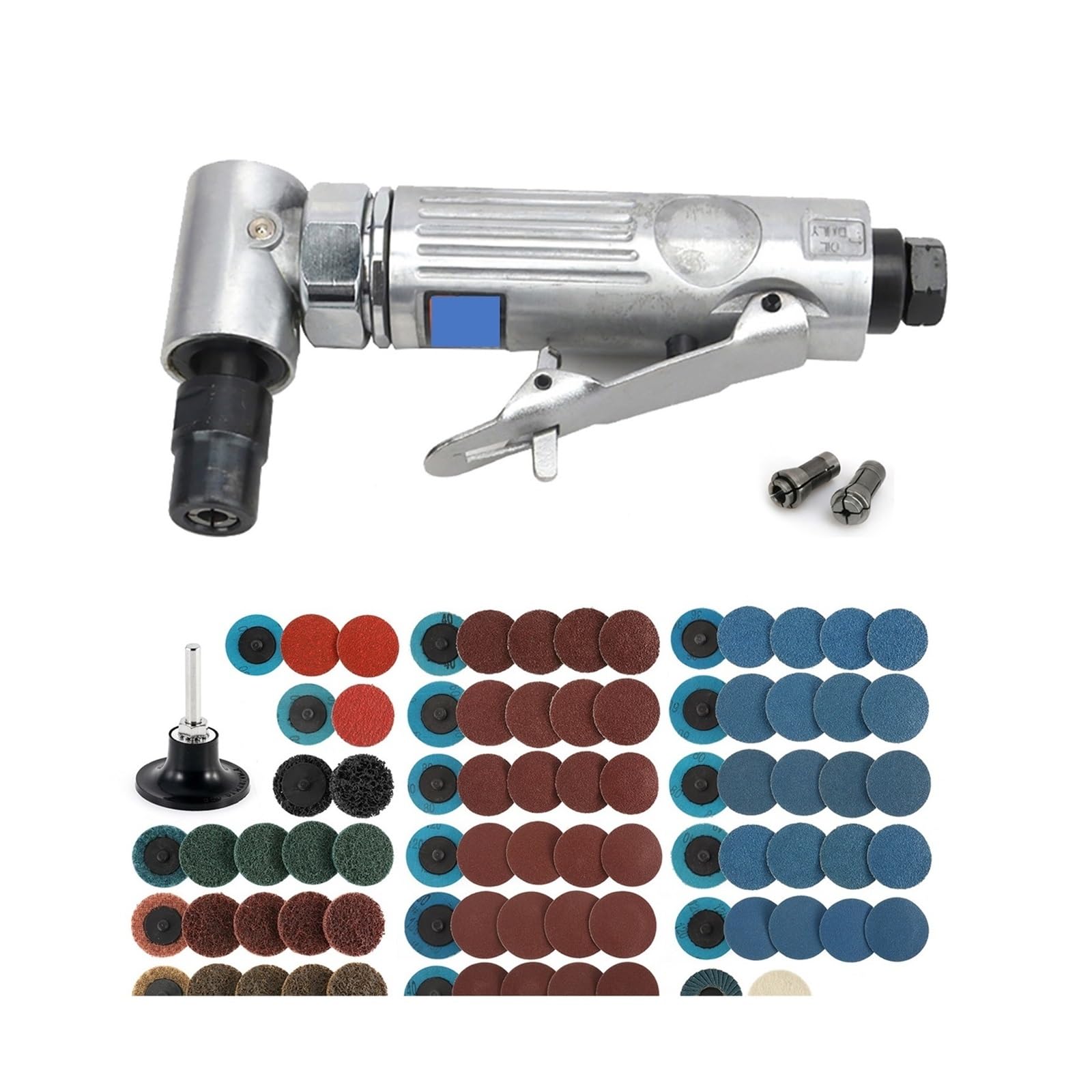 Lucidatrice per pietre Mini 1/4 Air Angle Die Grinder 90 Gradi Pneumatico Rettifica Lucidatrice Mulino Macchina for Incidere Intaglio Tool Kit Con Dischi Abrasivi Comodo da usare(Only machine)