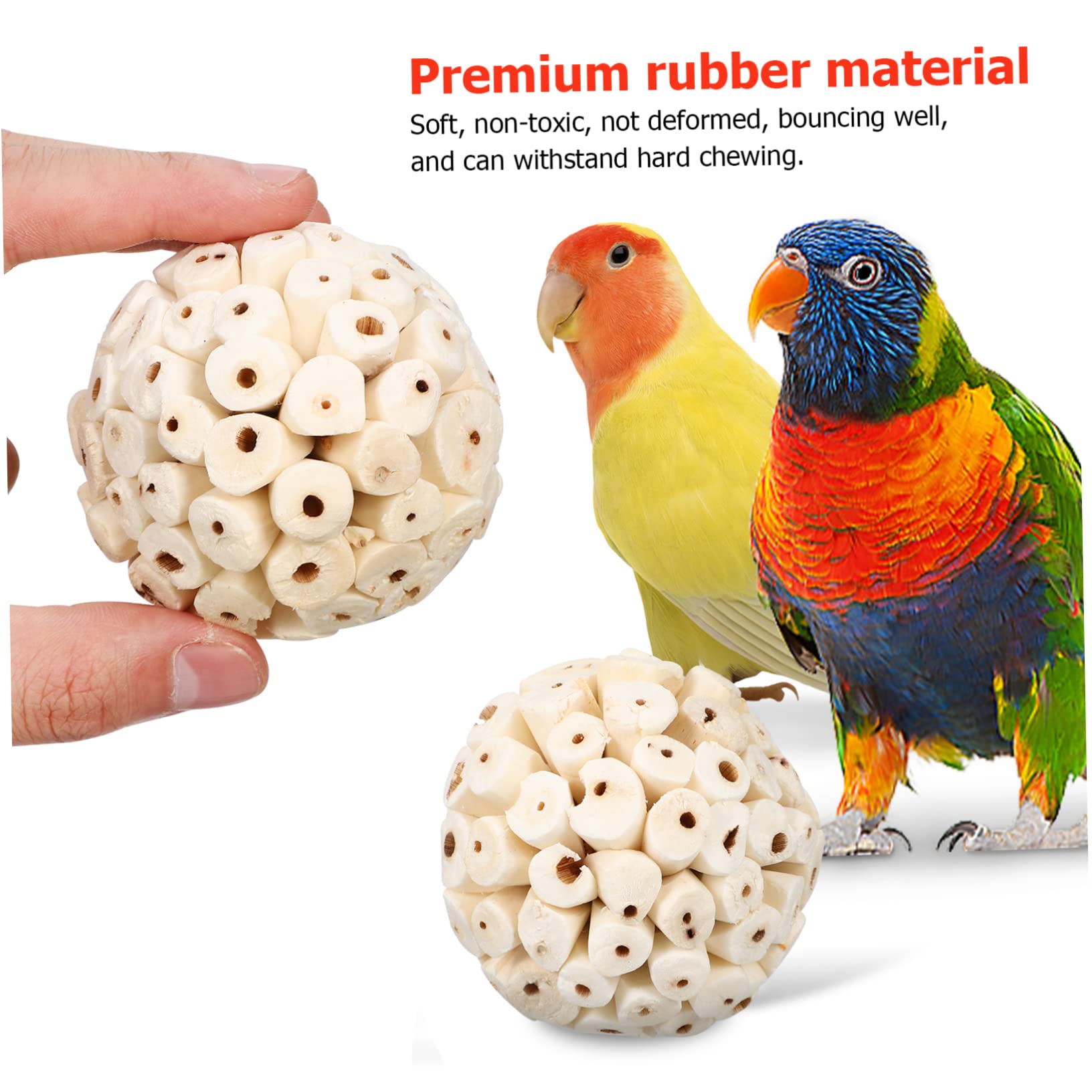 BESPORTBLE 15pezzi Pz Giocattoli Masticabili Per Uccelli Palline Naturale e Gomma Morbida Per Pappagalli e Canarini Accessori Per Gabbia Divertenti e Resilienti