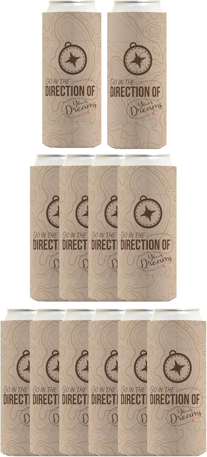 Graduation Decorations Go In The Direction of Your Dreams 12-Pack Ultra Slim Can Thermocoolers