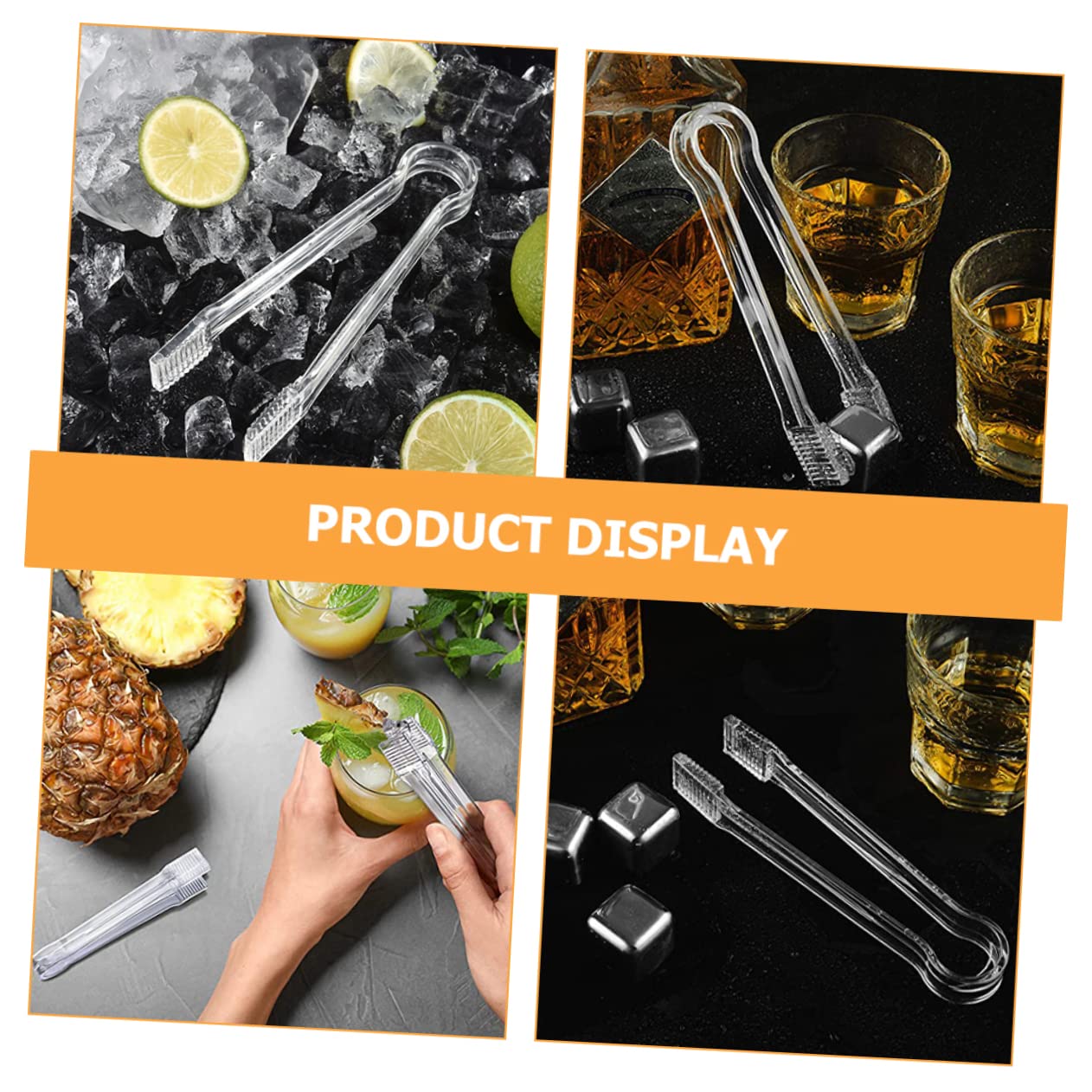 SOLUSTRE 10pcs Acrylic Ice Cube Clips Small Sugar Cube Tongs for Buffet Bar Ice Tongs for Ice Bucket Multipurpose Food Tong