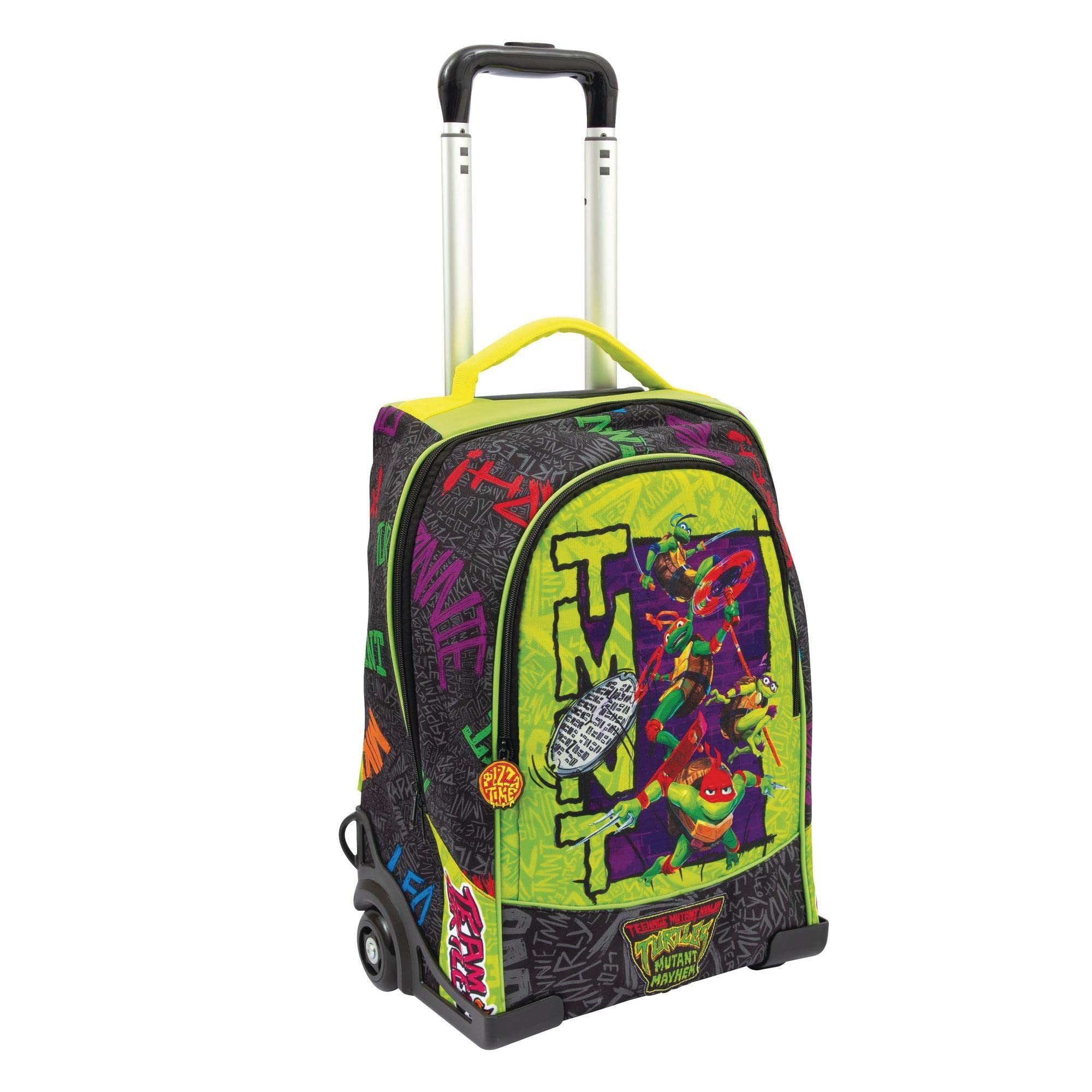 Giochi Preziosi – TARTARUGHE NINJA 2023 CAOS MUTANTE - ZAINO TROLLEY 2 RUOTE – PER BAMBINI A PARTIRE DAI 3 ANNI – SCHIENALE “COMFORT BACK” – CARRELLO CON RUOTE -DIMENSIONI 134 L X 47 H X 23 P CM