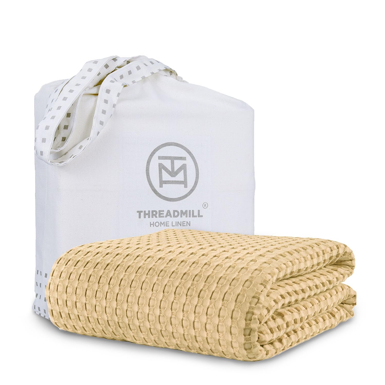 Threadmill Cooling Cotton Waffle Queen Size Blanket | Breathable, Lightweight & Ultra-Soft | Made from Rayon Derived from Bamboo | Cooling Throw