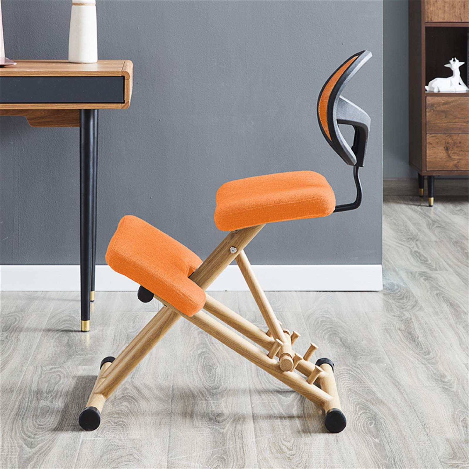 Silla ergonómica para rodillas con respaldo, mejora la postura y la comodidad en casa, oficina o estudio, taburete ajustable en ángulo, solución correctiva para sentarse