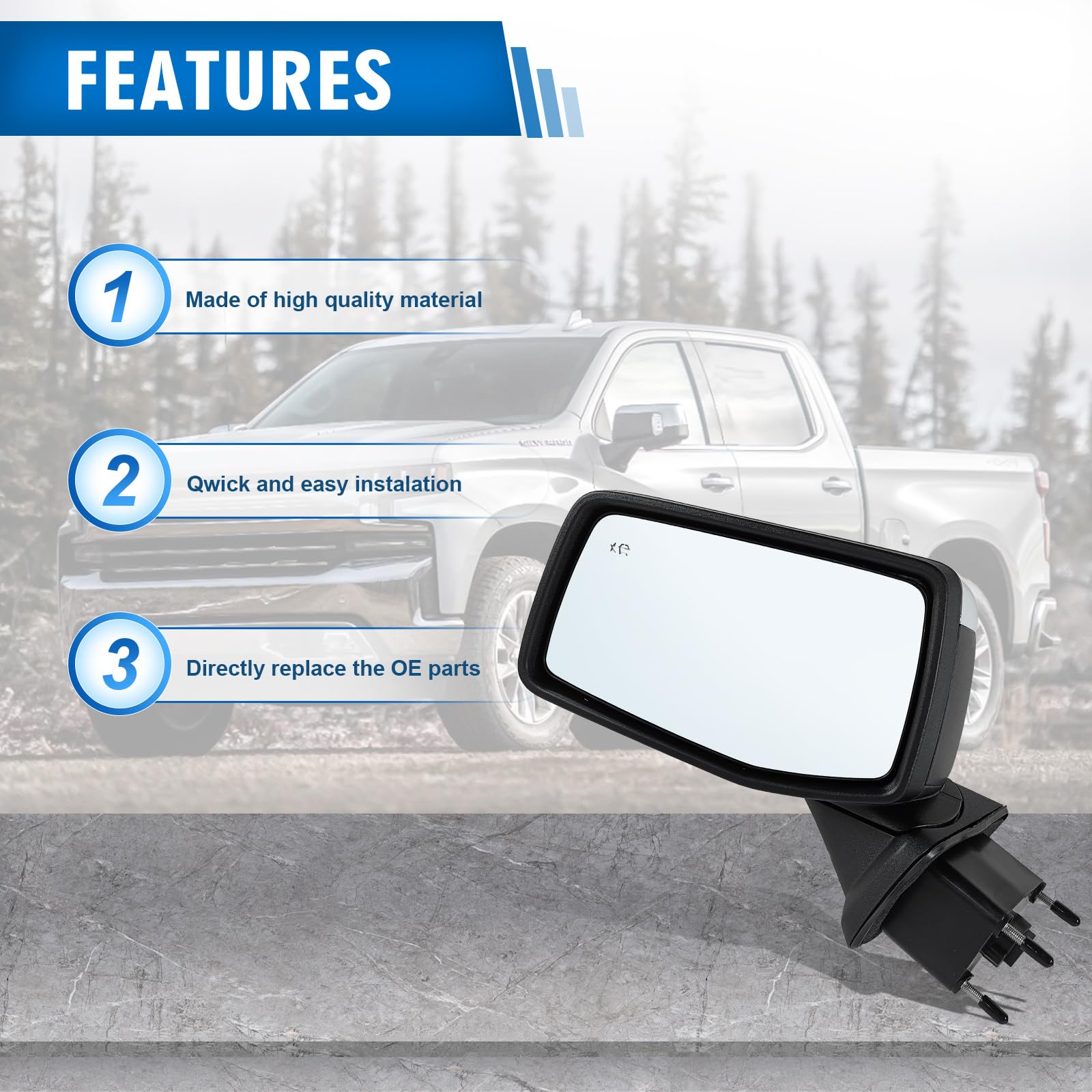 AKKON - Fits 2019-2024 Ram 1500 Power Heat Manual Folding