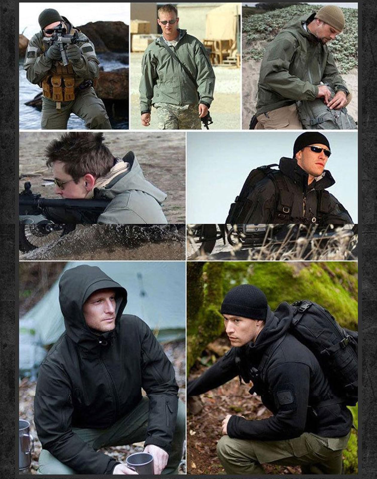 Trajes de pesca para hombre, piel de tiburón, forro polar suave, grueso, montañismo, camping, tácticas, entrenamiento, impermeable, verde militar
