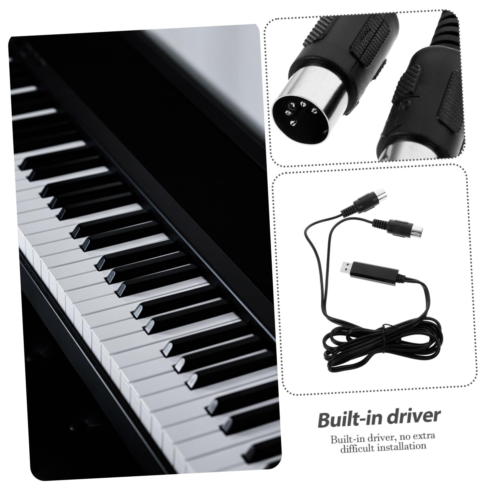 Toyvian 3pezzi Cavo Midi Usb Professionale Per Tastiera e Piano Elettronico Adattatore Play Per Pc e Laptop Compatibile Con e Trasmissione Dati Veloce e Stabile