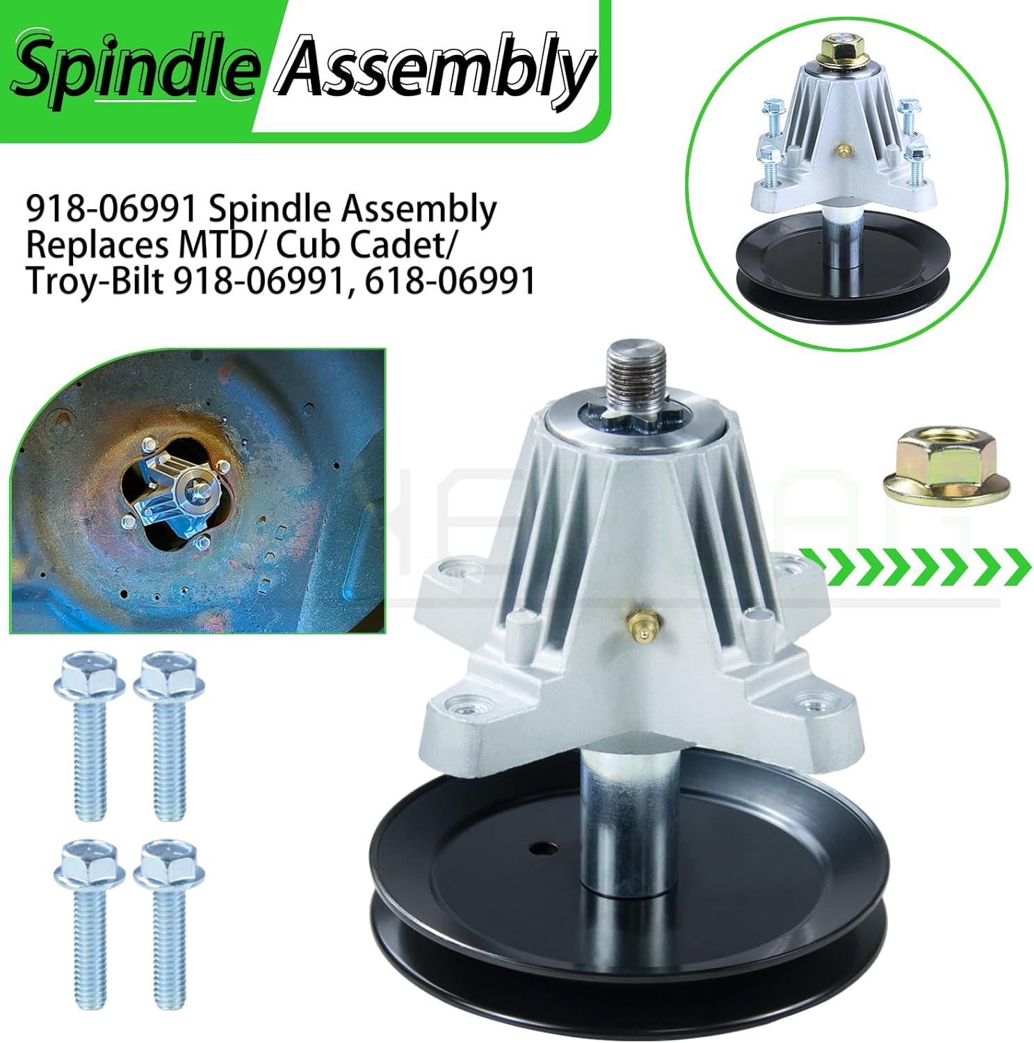 918-06991 Spindle Assembly Greased Replaces 918 06991 Spindle 618-06991 Spindle, 91806991 618 06991 Troy Bilt 918-06991 Deck Spindle 42 Mowing Deck Kit for Craftsman T110 LT4200 T1200 Decks