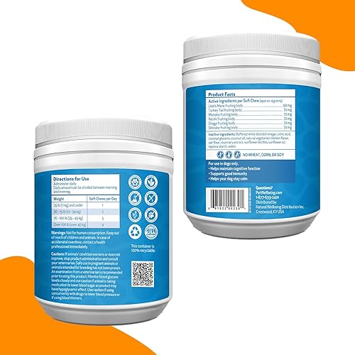 Miniatura 7 de Pet Wellbeing Epic - Masticables de hongos para perros, formulados por veterinarios, apoyo inmunológico, salud cognitiva, apoyo adaptogénico para el