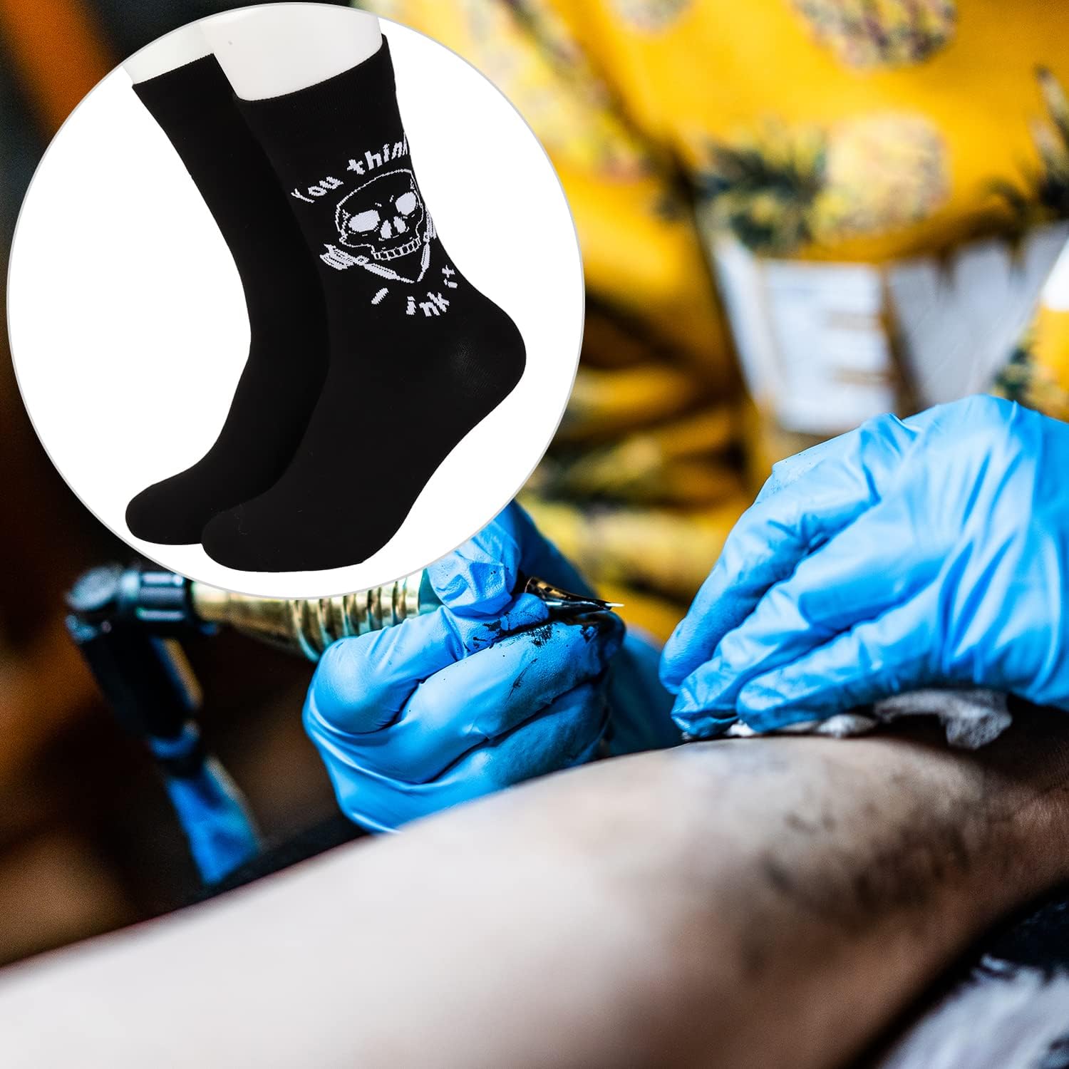 VAMSII Tattoo Artist Socks 2 Pairs You Think it I Ink it Socks Funny Tattooist Gift Tattooing Crew Socks Tattoo Master Gift - Image 2