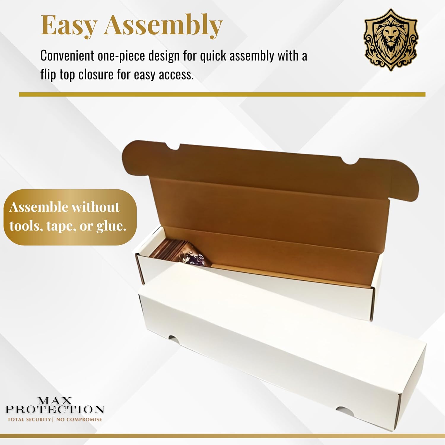 Max Protection 800 Count Card Storage Box - High Capacity, Stackable Trading Card Box for Baseball, Football, Sports & Gaming Cards - Premium Quality Corrugated Cardboard - Easy Assembly in Seconds