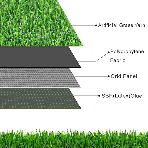 Miniatura 5 de Findosom Hierba artificial, 5 x 8 pies, alfombra realista para interiores y exteriores, jardín, césped, paisaje, patio, césped sintético para