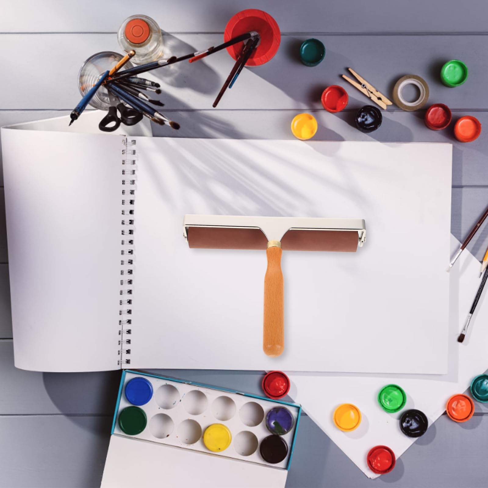 DECHOUS Rodillo de Goma para Impresión y Manualidades 20 CM Herramienta Práctica para Estampado y Pegamento Rodillo Multifuncional para Proyectos Artísticos y Bricolaje