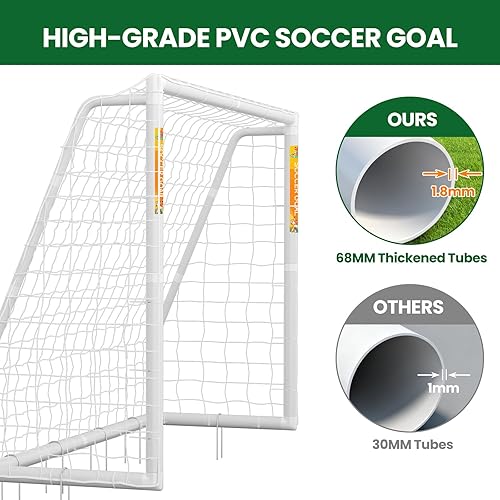 Miniatura 5 de NAIZEA Portería de fútbol  Portería de fútbol de 12 x 610 x 68 x 66 x 4 pies para patio trasero, portería de fútbol portátil y resistente a la