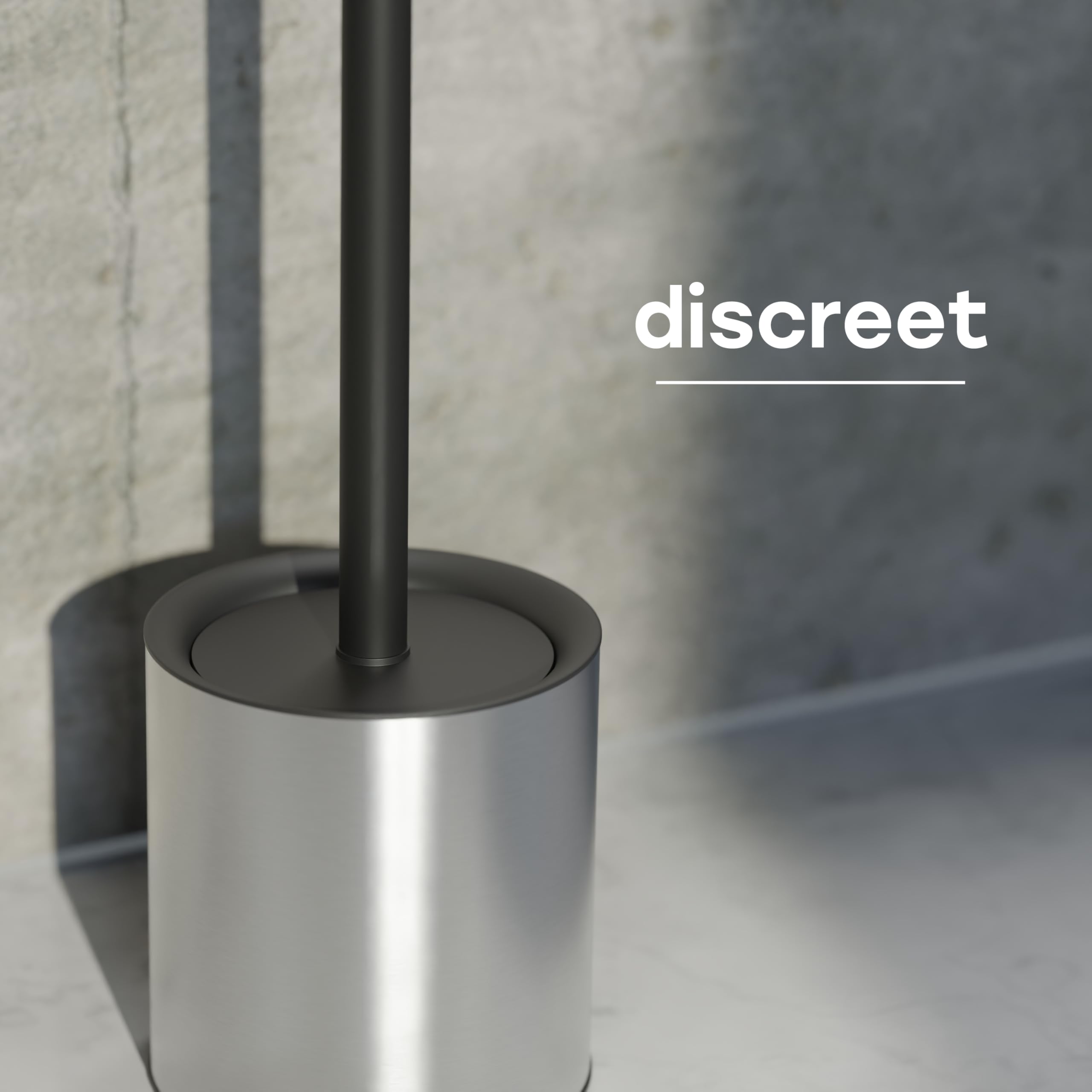 SAVEGA Silicone Toilet Brush Silver with Holder, Discreet Stainless Steel Toilet Brush with Protective Lid - Image 4