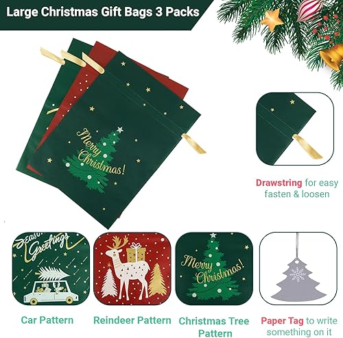 Miniatura 9 de 3-Piece Glass Pillar Candle Holders Set and 3 Large Reusable Bags - Elegant Unity Candle Holder & Fabric Drawstring Bags for Holiday Decor and