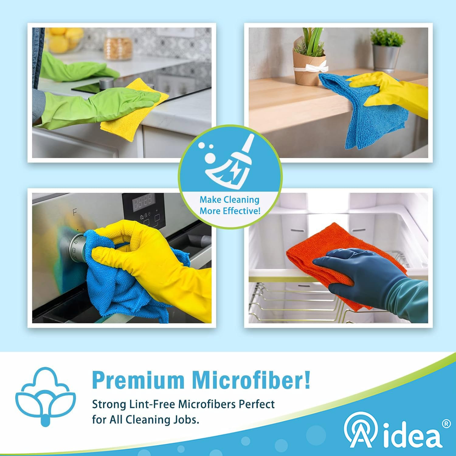 AIDEA Microfibre Cleaning Cloth, Microfibre Cleaning Cloth 12 Units 30 x 30 cm — view 7