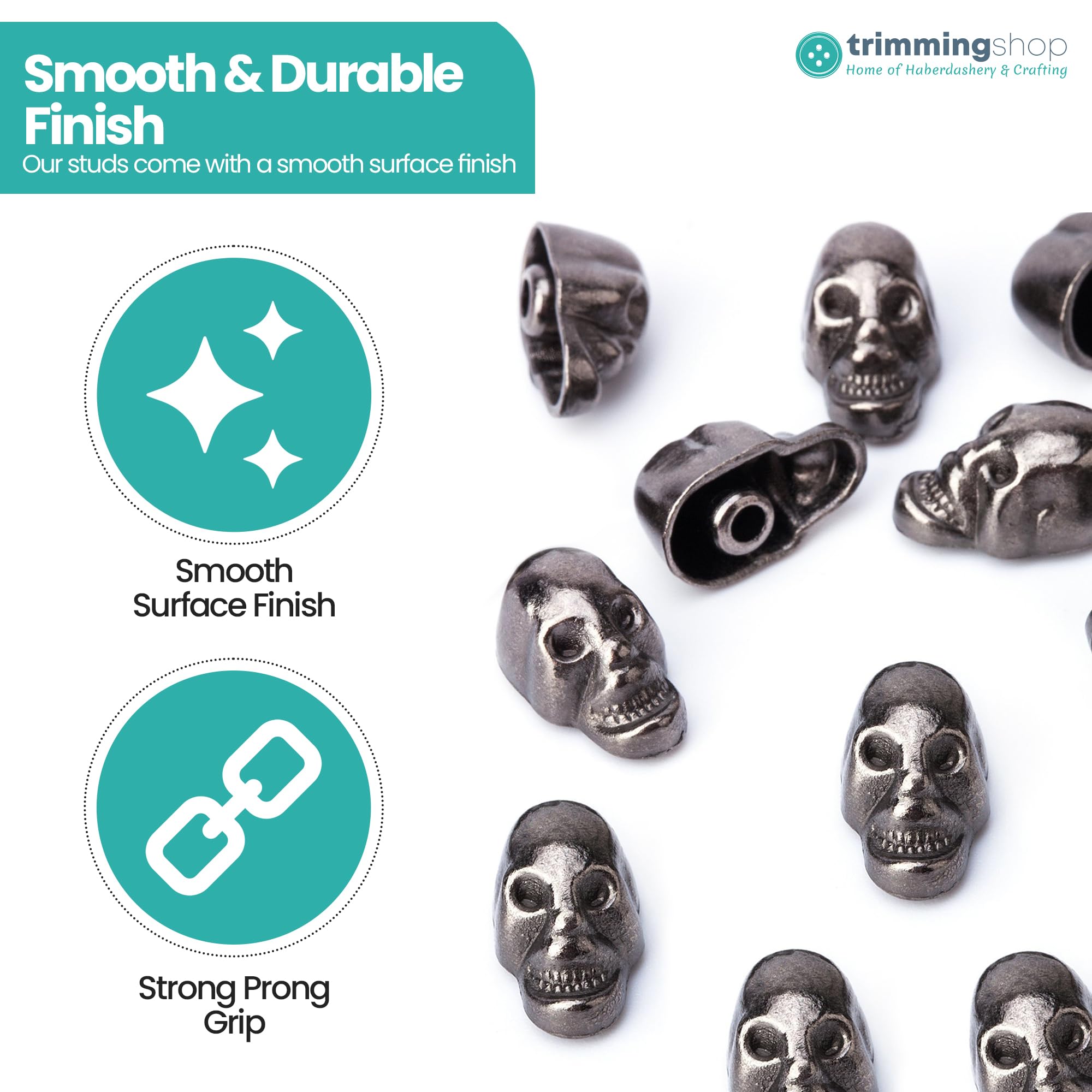 Trimming Shop Kit de pernos de cabeza de calavera de 9 mm x 15 mm con juego de troqueles para máquina verde, 400 remaches de metal para manualidades en cuero, chaquetas, mezclilla, ropa gótica, bolsos