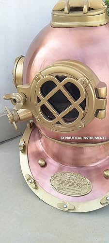 Miniatura 3 de SX Nautical Instruments - Casco vintage de buceo marino de acero sólido y latón para buceo, 18 pulgadas