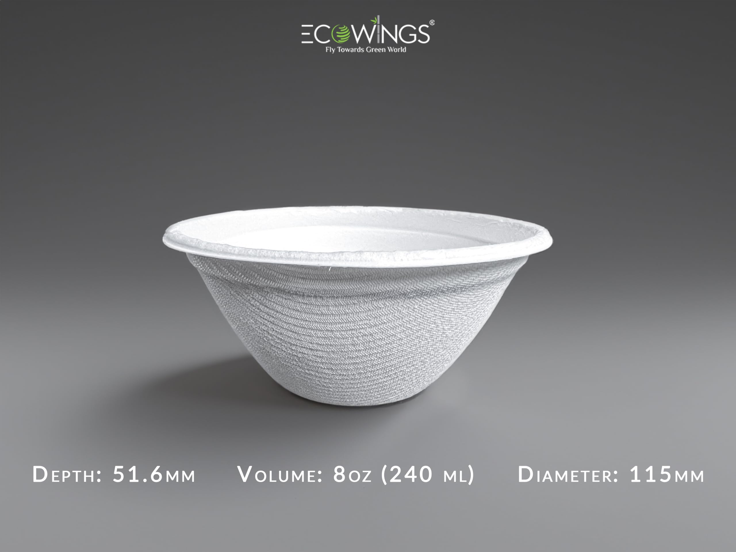 ECOWINGS 8oz Small Disposable Bowls, Biodegradable and Compostable, Pack of 50, Bagasse Paper Bowls for Soup Snacks and More - Image 3