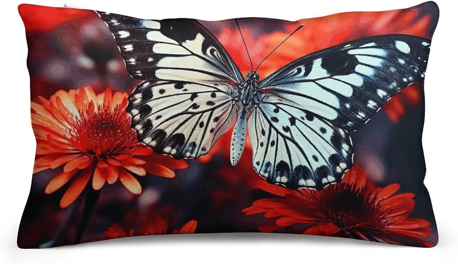 Colorful Flowers Butterflies Pillow Cases Queen Size Set of 1 Soft Comfortable Throw Pillows Covers Decorative Pillowcase with Zipper Bed Cushion Covers for Couch Sofa Bedroom 8"x12"