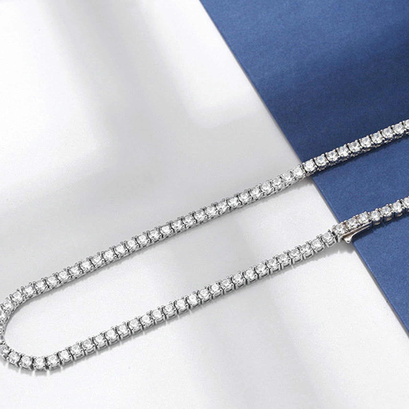 Srebrny naszyjnik damski 925, łańcuszek pancerka, łańcuszek tenisowy z cyrkonią 3 mm/4 mm, urodziny, Dzień Matki, Boże Narodzenie, prezent dla mamy, żony, przyjaciółki