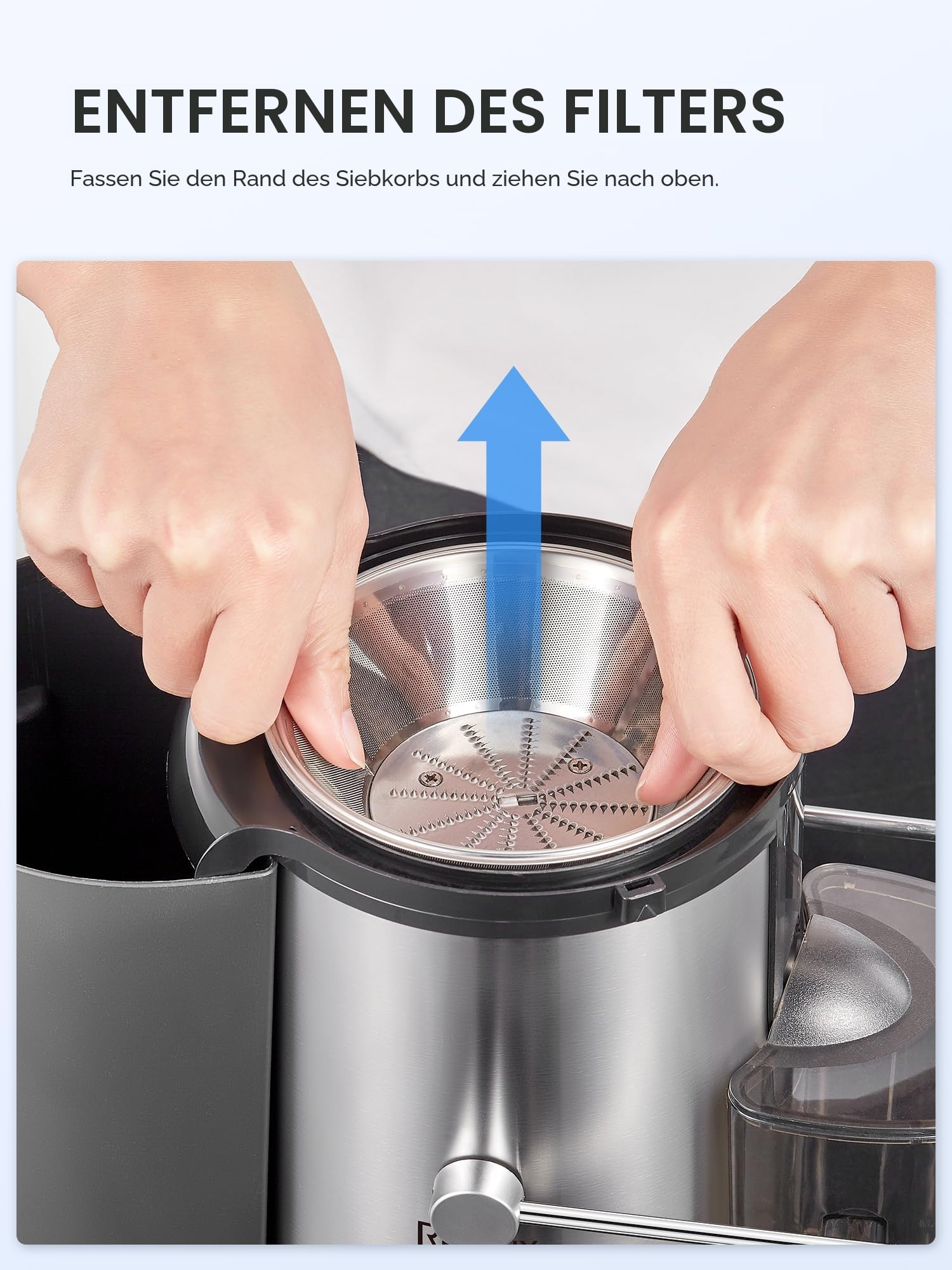 Entsafter Gemüse und Obst, Zentrifugaler 800 W, 72 mm Einfüllöffnung, BPA-frei, Schwarz