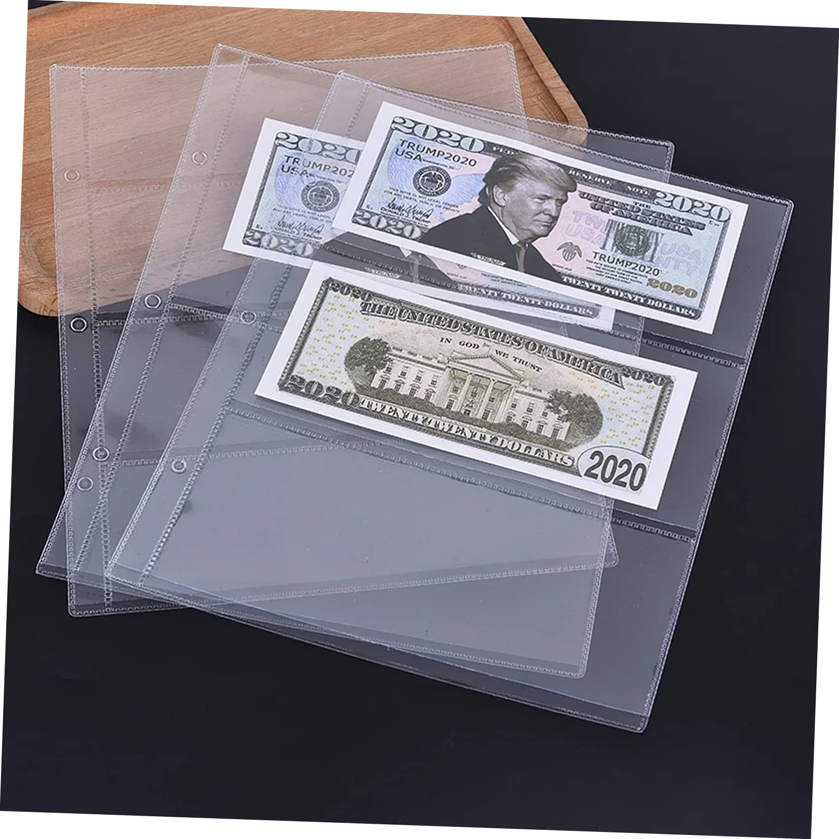 OFFSCH 10Pcs Money Holder Album Pages for Stamp Storage Loose Leaf Classification Organizer Refill Pockets for Coins Postcards and Banknotes