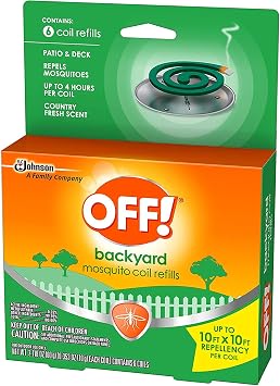OFF! Mosquito Coil Refills for Patio Deck and Backyard Outdoor Areas Repel Mosquitoes 6 Count (Pack of 1)