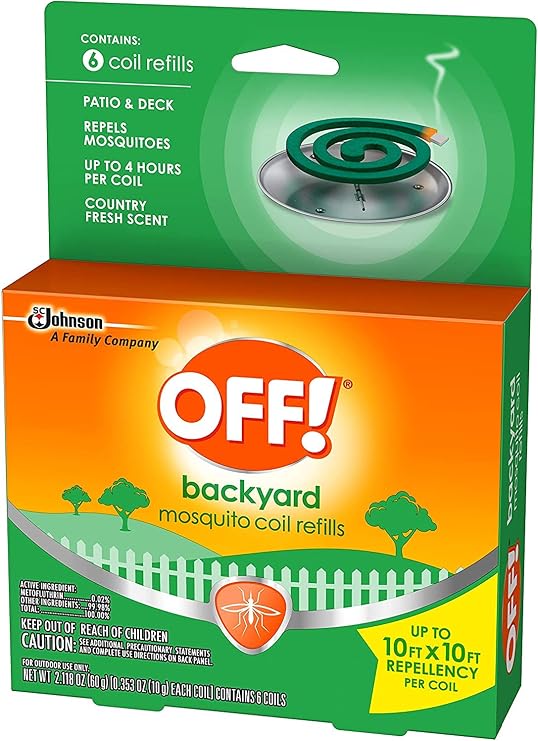OFF! Mosquito Coil Refills for Patio Deck and Backyard Outdoor Areas Repel Mosquitoes 6 Count (Pack of 1)