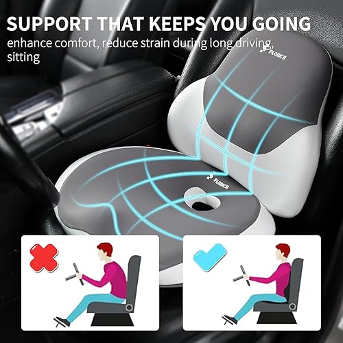 Miniatura 3 de FLORICH Cojín de asiento y almohada de apoyo lumbar para silla de oficina, almohada para reposacabezas de cuello de automóvil, 100% espuma