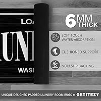 Vista 5 de Alfombra antideslizante para lavandería, decoración de lavandería, alfombra lavable para lavandería, baño, vestíbulo, cocina, 17 x 47 pulgadas, Negro