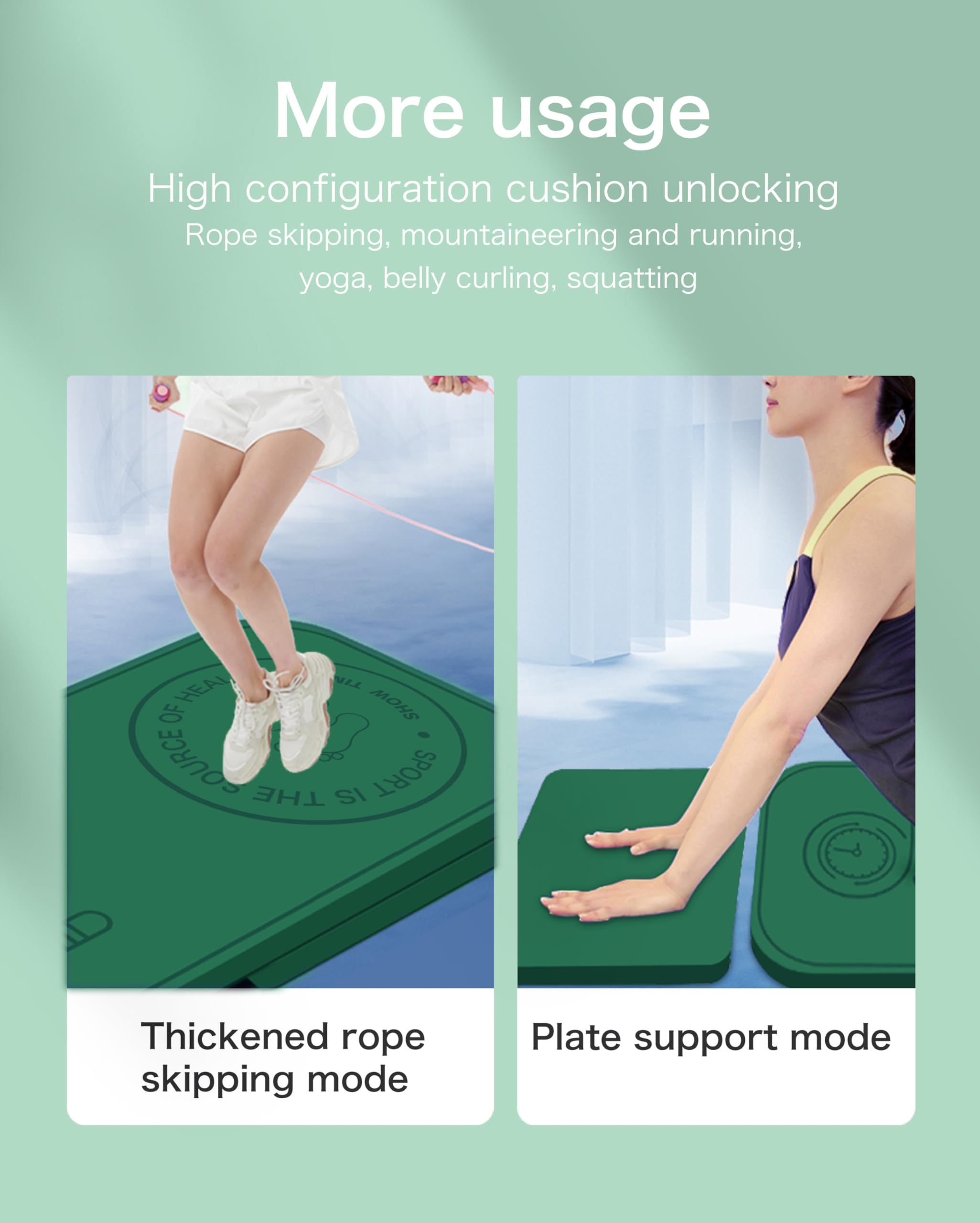 Rope Skipping Sports Shockproof Exercise Mat, All-Purpose Extra Thick High Density Anti-Tear Exercise Yoga Mat, Non Slip Jump Rope Mat for Indoor and Outdoor