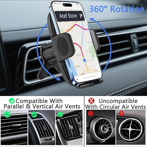 Miniatura 6 de Soporte de teléfono para ventilación de coche clip mejorado 2025 Soporte de teléfono celular manos libres Cradle Air Vent para iPhone 16 Pro Max y