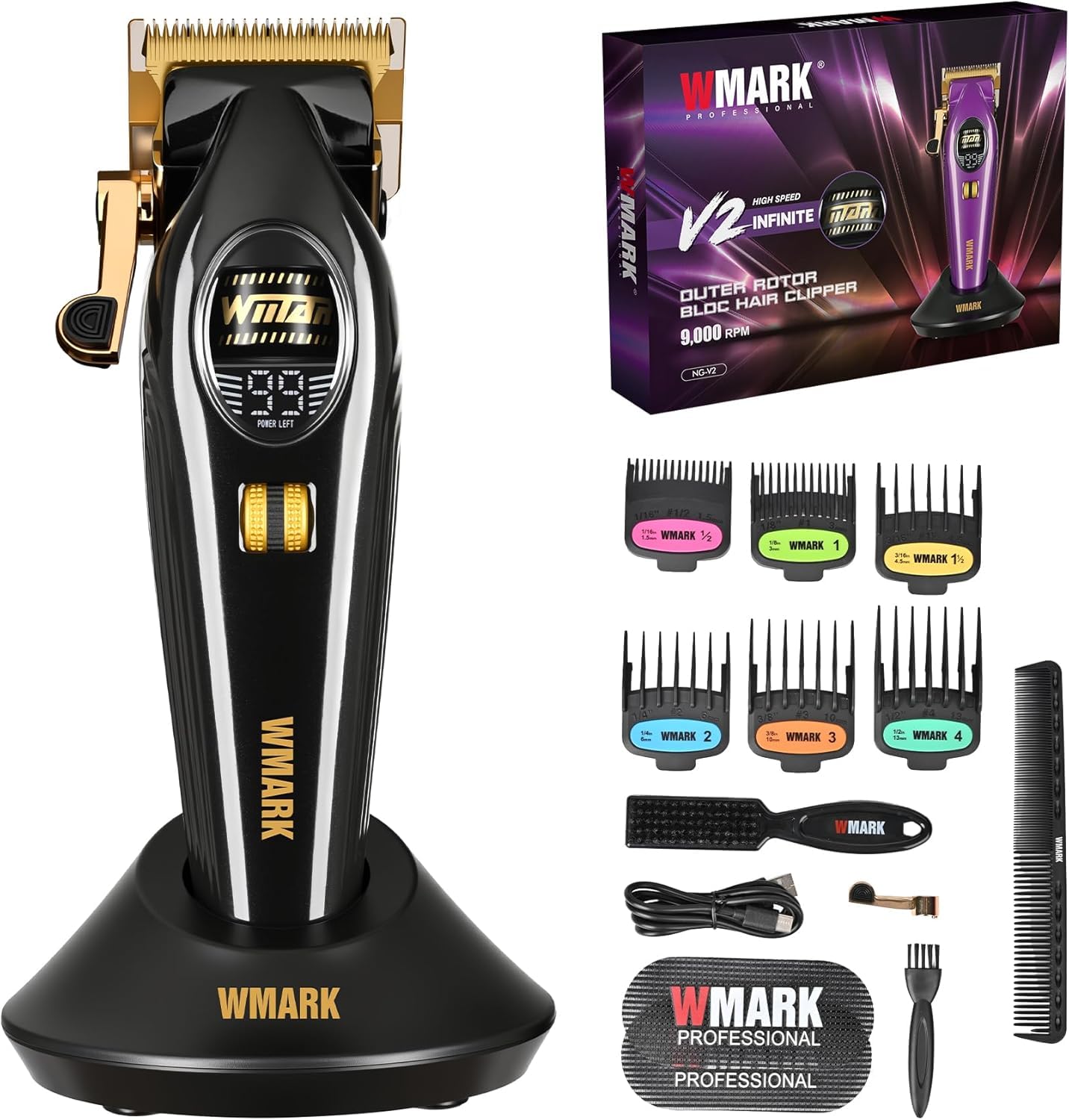 WMARK NG-V2 Professional Hair Clipper, 9000 RPM Outer Rotor BLDC