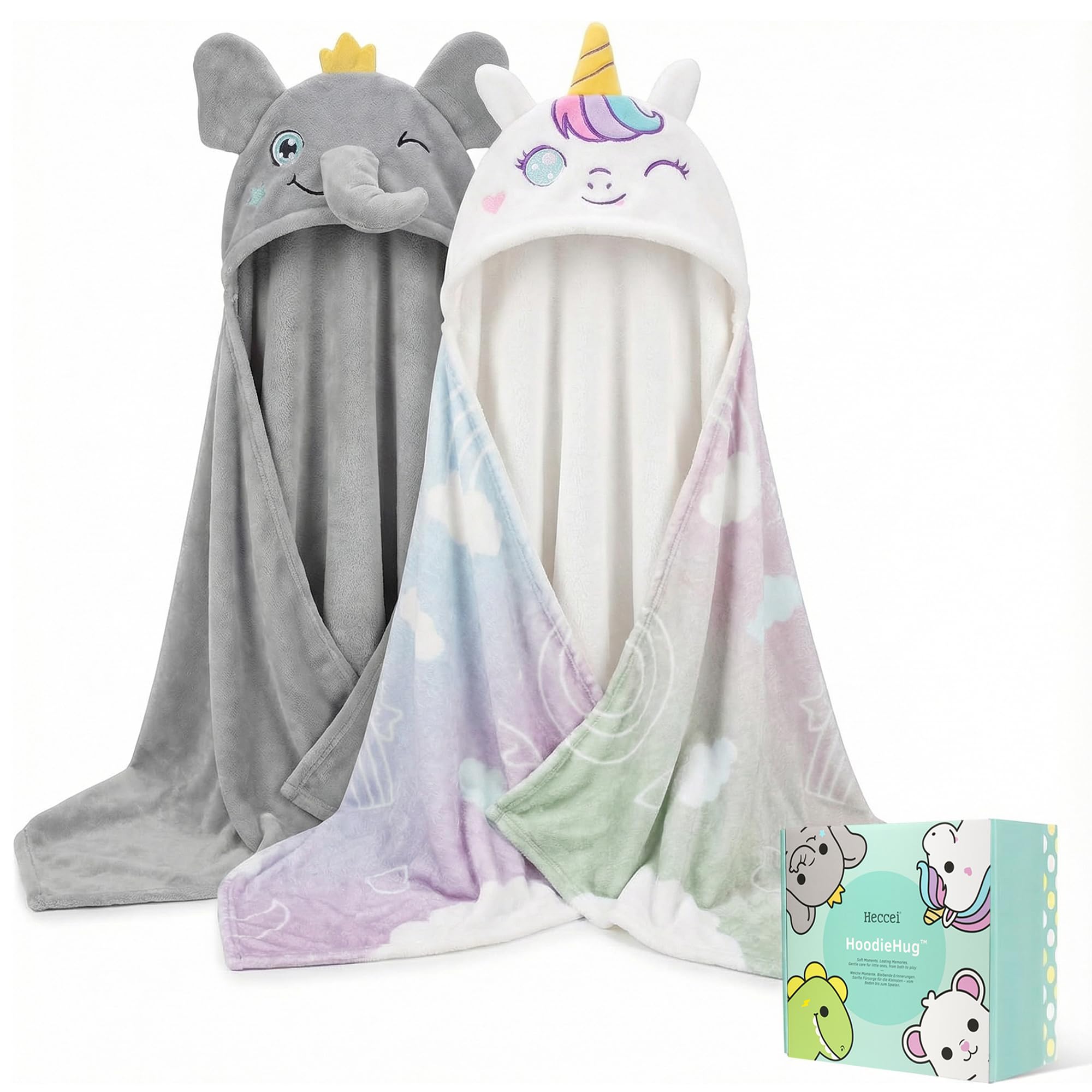 HECCEI Hooded Towel for Toddlers Extra Large 140x70 cm Kids Bath Towel with Hood, Premium Soft & Absorbent Baby Towel for Swimming Beach After Bath