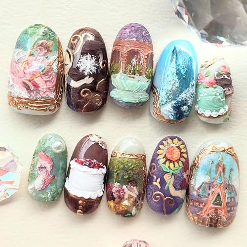 24 Pcs Almond Press on Nails Short Oval Nails Press