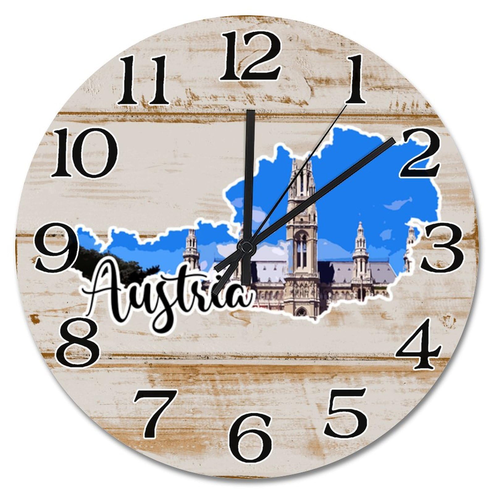 Horloge murale paysage urbain Autriche grande taille pour cuisine moderne