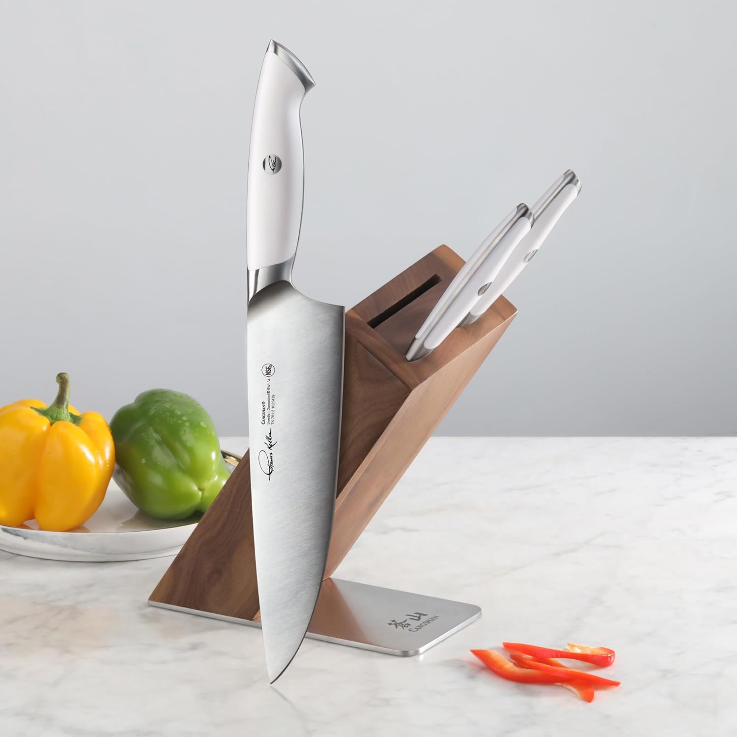 Cangshan Thomas Keller Signature Collection 4-Piece Knife Block Set, White