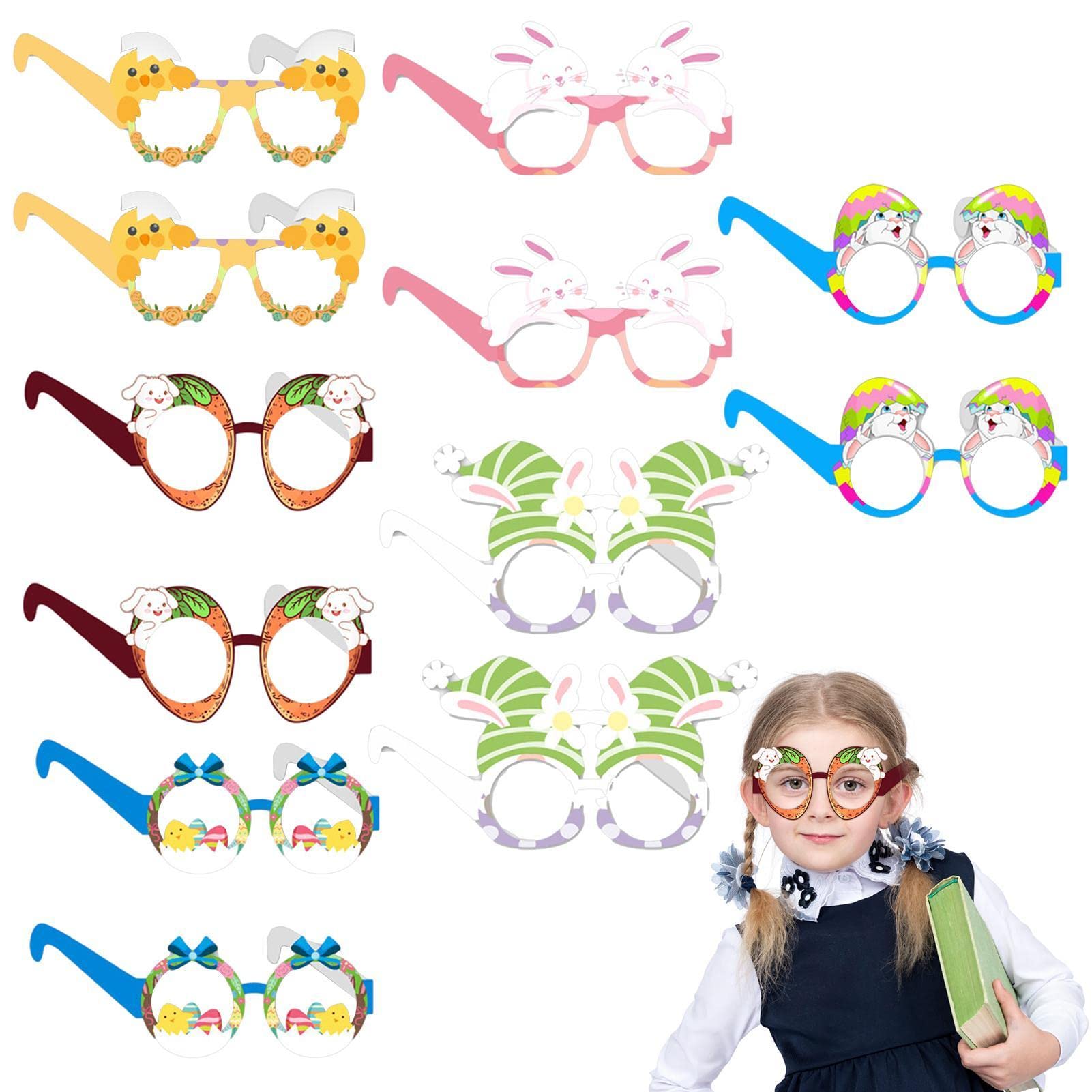 12 Occhiali Di Carta A Forma Di Coniglietto Per Feste Di Pasqua, Accessori Per Foto E Costumi Per Bambini E Adulti