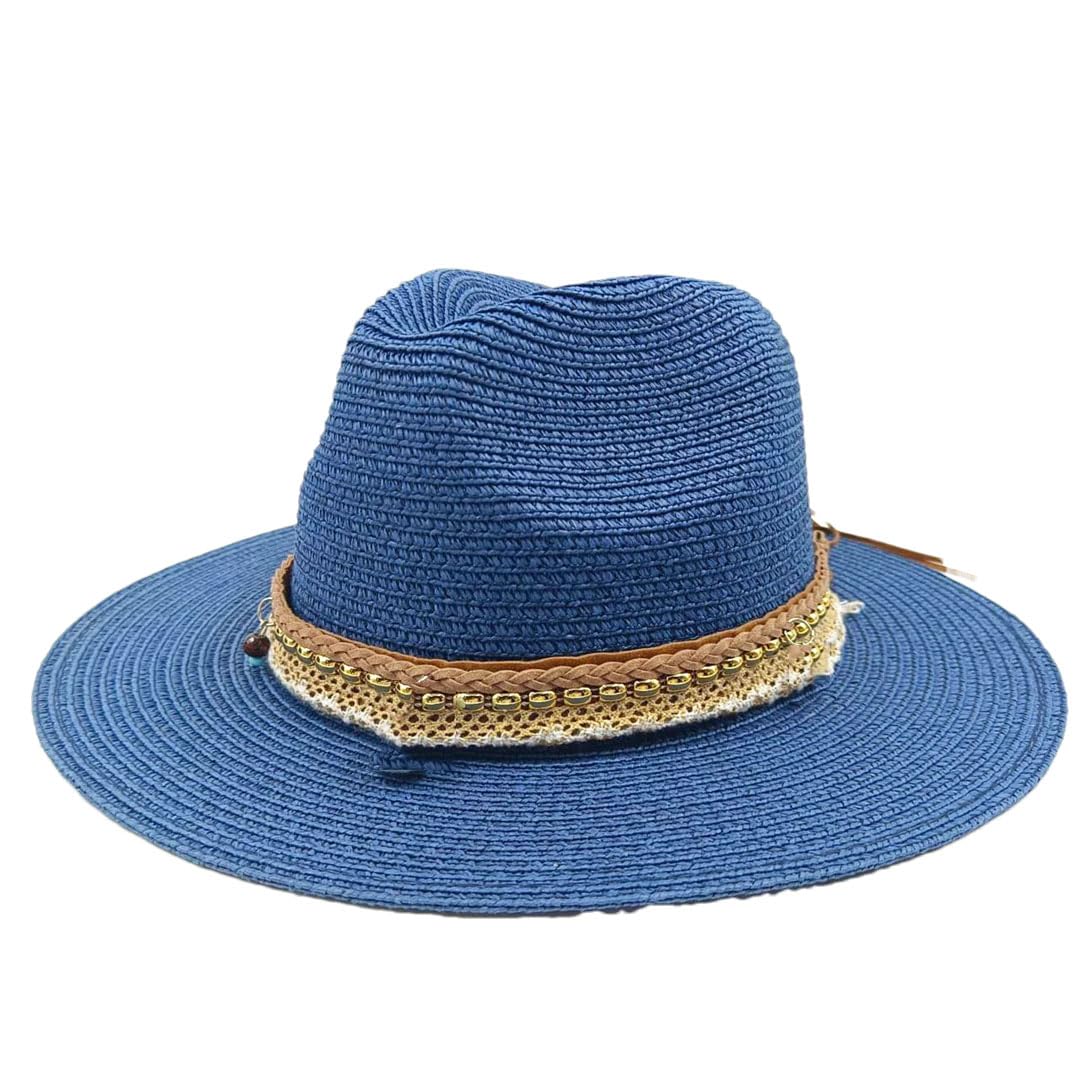 LCUVIMPEX Bucket Hats， Straw Sun Hat Multicolor Unisex Summer(Navy)