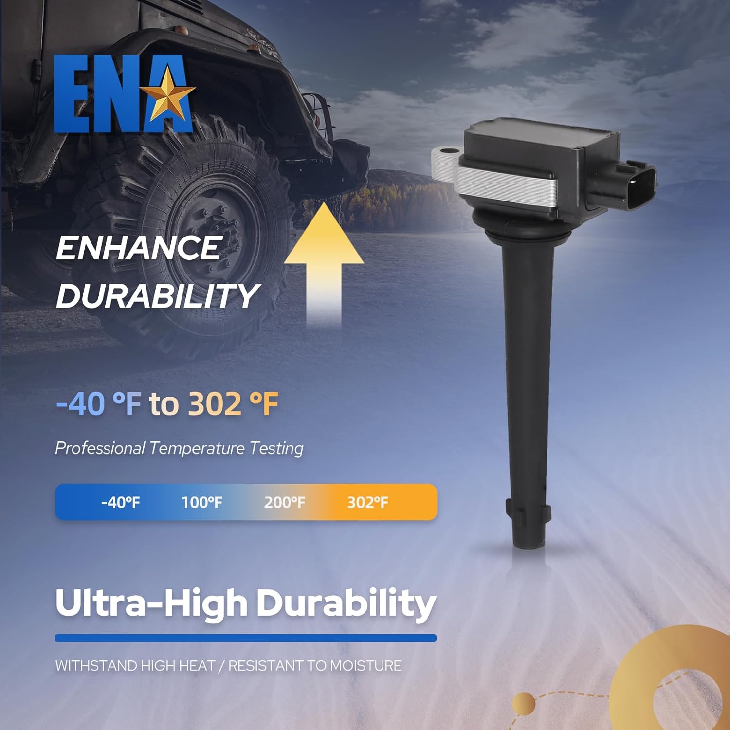 ENA Set of 4 Ignition Coil Pack 2.0 Compatible with Nissan 2007 2008 2009 Sentra 2.0L Coils Replacement for UF591 52-1860 22448-ED800 48974 5C1621 178-8316 E1091 GN10325 IC671 C-679 C1564