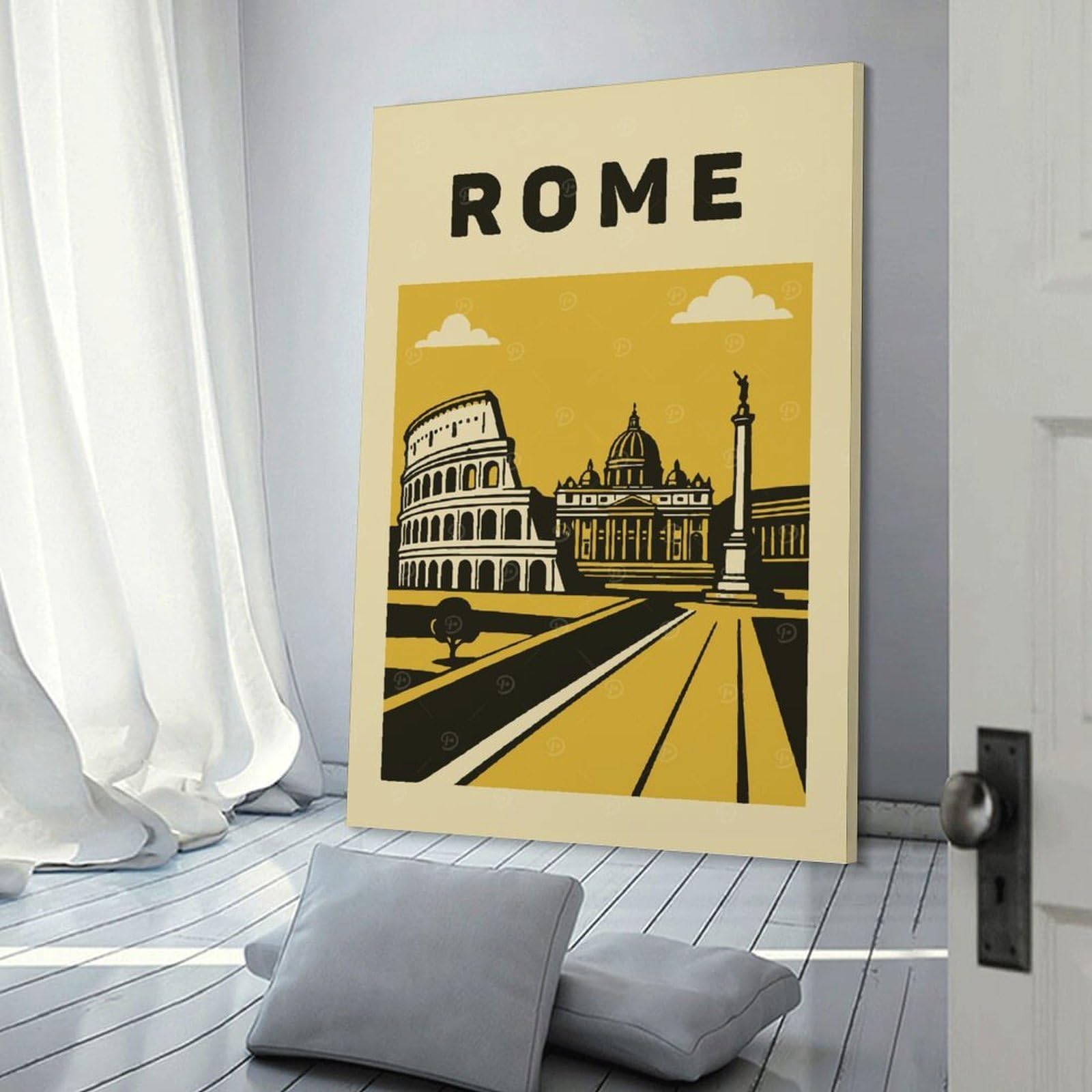 Junmoney Canvas Wall Decor Rome Travel (4), 16x24inch(40x60cm), for Gallery Wall Layouts in Home Or Office, Home Wall Art for Statement Displays