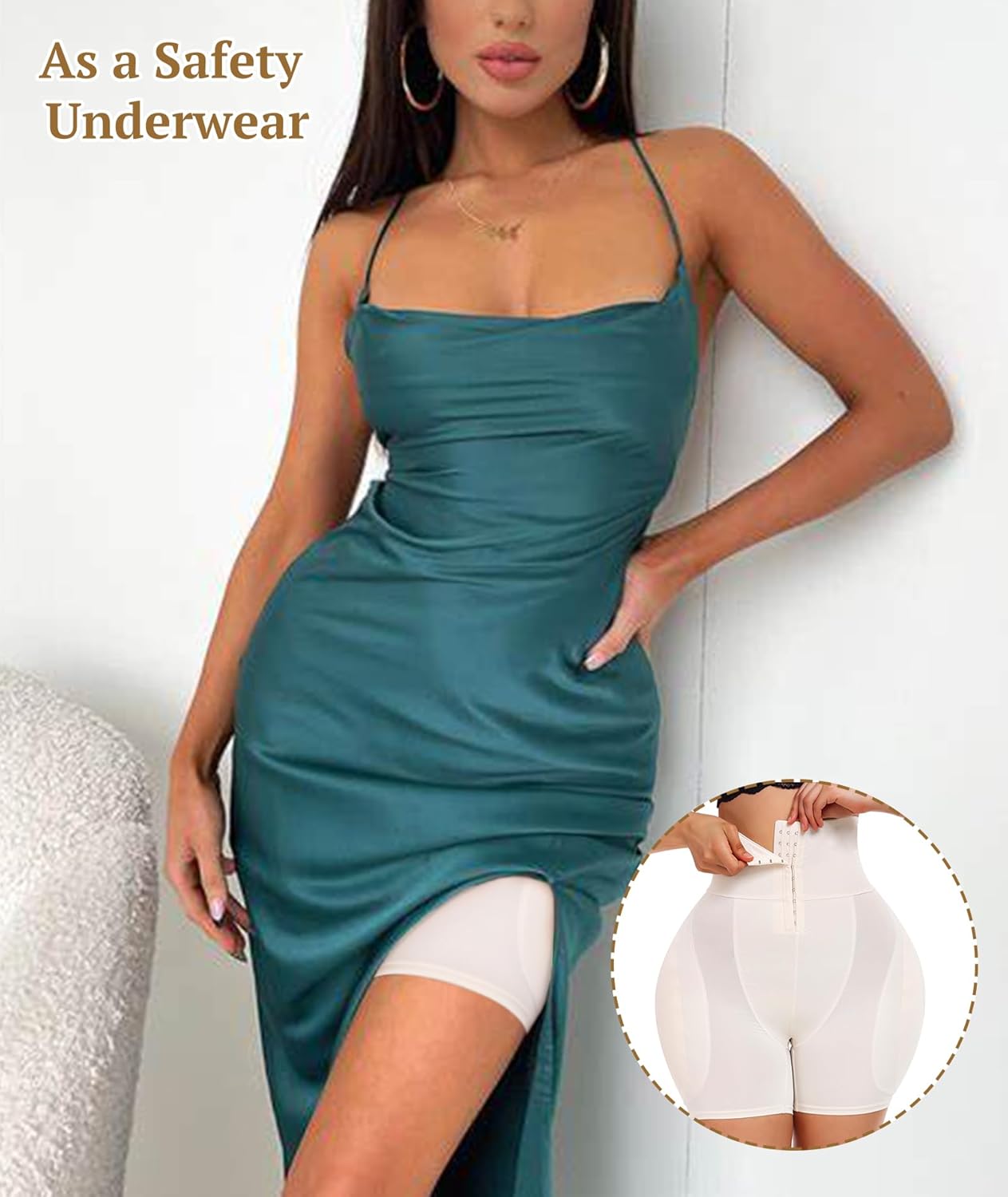 Women Hip Padded Butt Lifter Shapewear Tummy Control Shorts Hook Closure Removable 4 Pads for Bigger Butt - Image 5