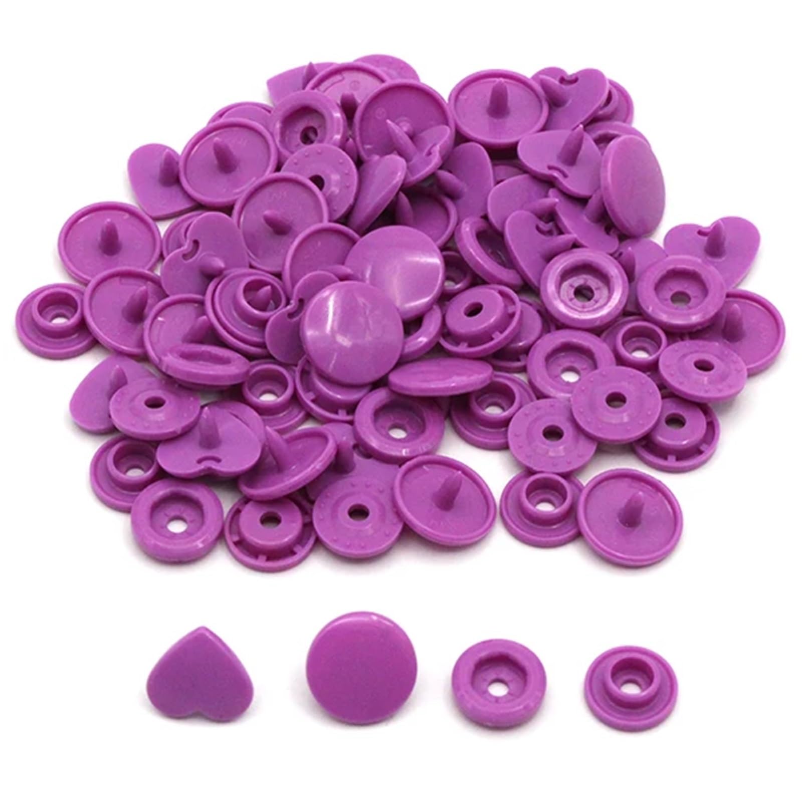 Press Studs Snap 200Sets KAM Star/Heart Snap Button T5 Plastic Decorative Buttons for Clothes Press Studs Fasteners Garment Accessories 15Colors(B56 Heart)