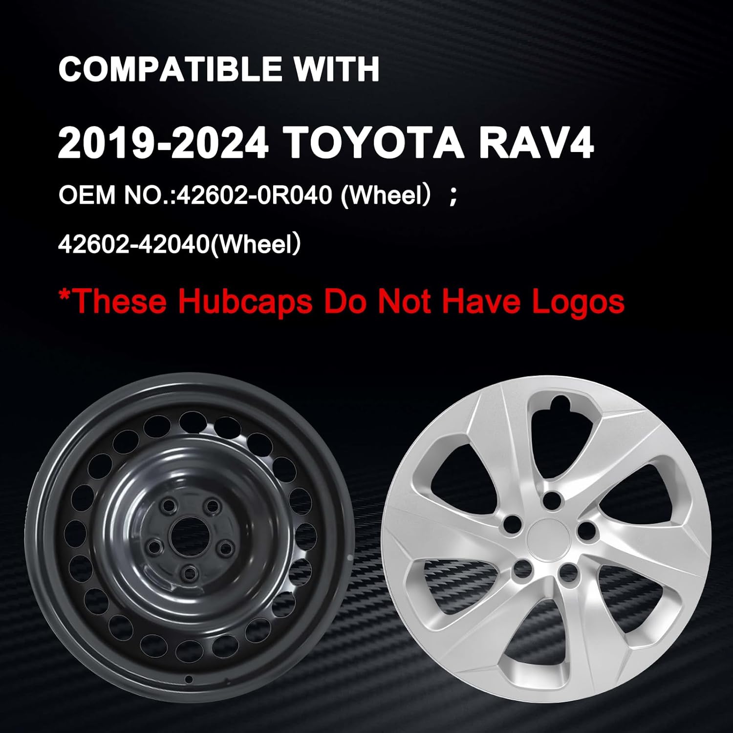 Hubcaps Compatible with Toyota RAV4 2019-2024 ; 17 inch Wheel Covers; Set of 4 Packs (Silver)