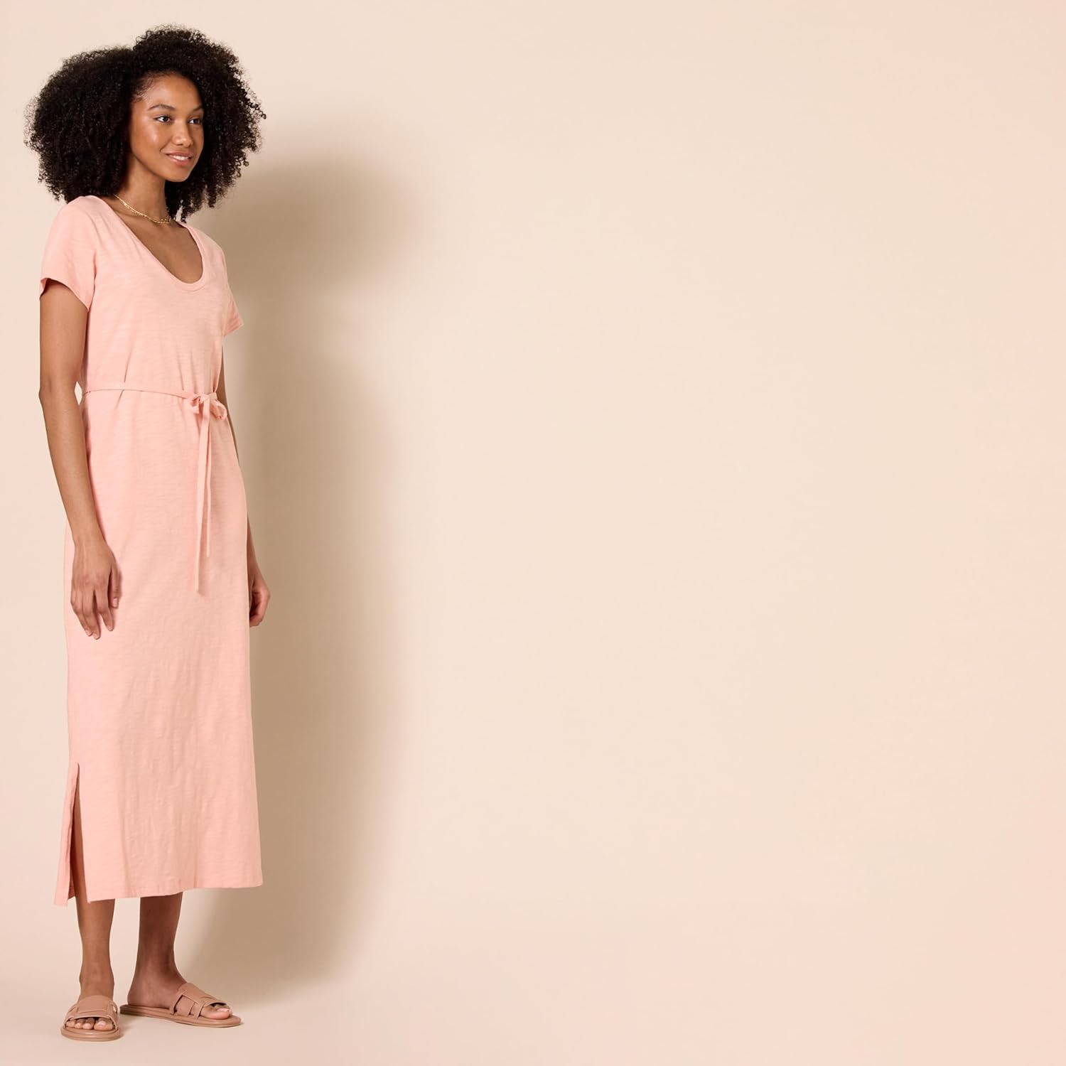 Amazon Essentials Women's Short Sleeve Belted Midi T-Shirt Dress - Image 3